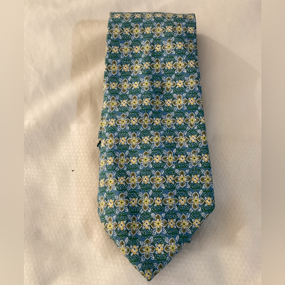 Hermes Vintage Silk Geometric Grid Tie
